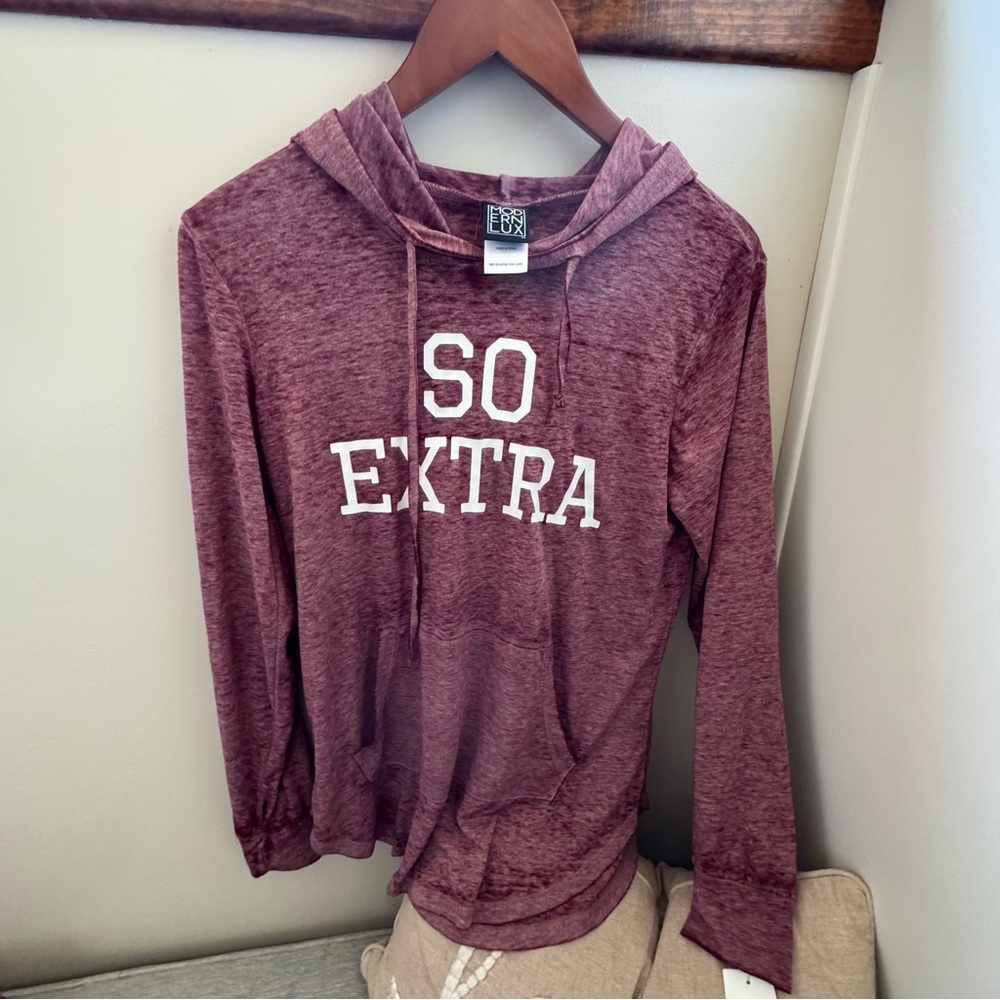 Modern Lux Maroon Hoodie with “SO EXTRA” Print